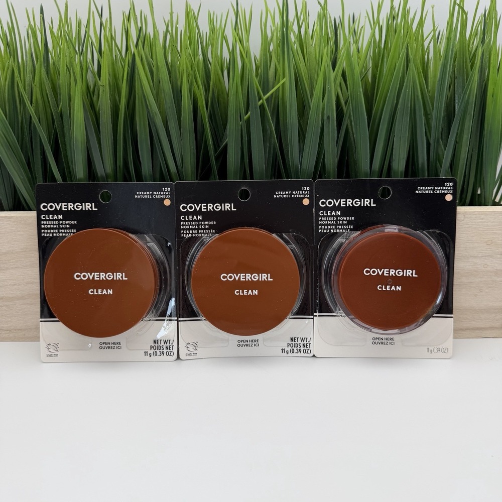 (3) COVERGIRL Clean Pressed Powder Foundation 120 CREAMY NATURAL Original Talc